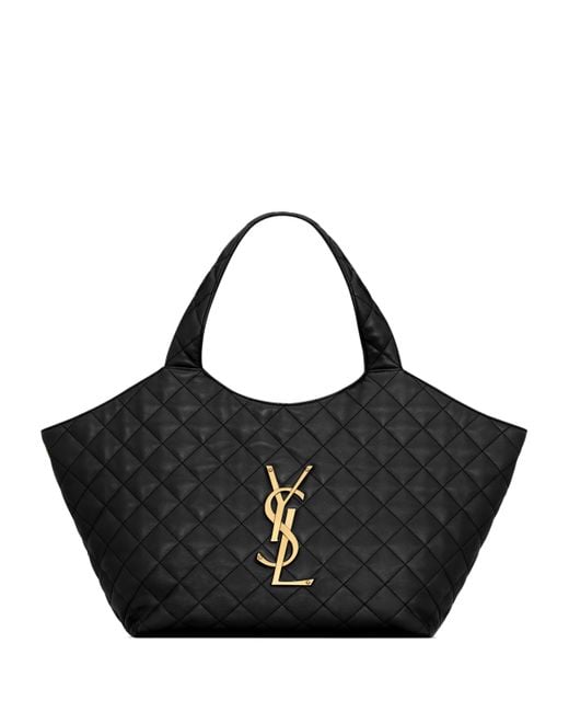 Saint Laurent Black Medium Icare Quilted Tote Bag