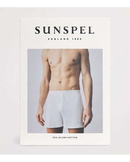 Sunspel White Sea Island Cotton Boxer Shorts for men