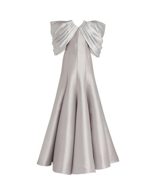 Alexis Mabille Metallic Off-the-shoulder V-detail Gown