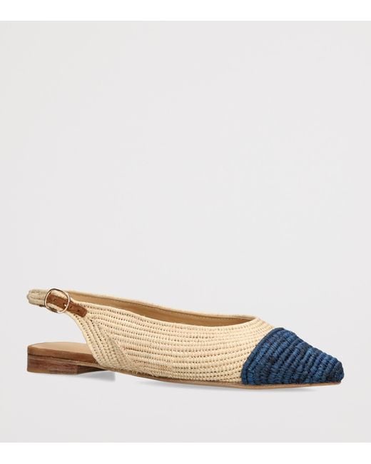 Gabriela Hearst Blue Raffia Slingback Ballet Flats