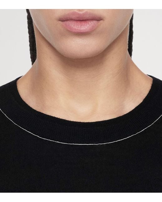 AllSaints Black Merino Wool Asymmetric Martel Sweater
