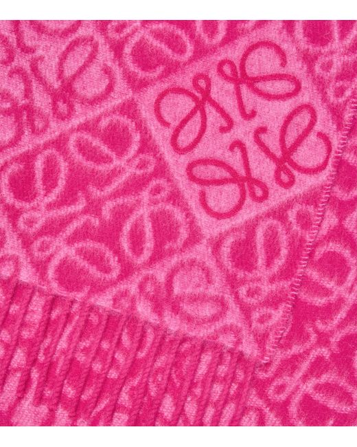 Loewe Pink Wool-Cashmere Anagram Scarf