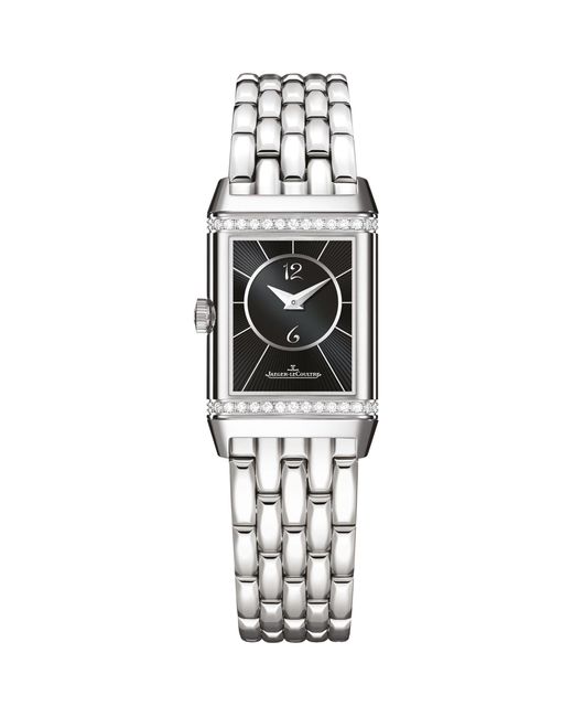 Jaeger-lecoultre White Small Stainless Steel And Diamond Reverso Classic Duetto Watch 21mm