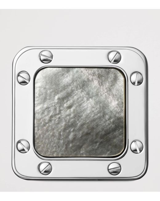 Cartier Metallic Sterling And Mother-Of-Pearl Santos De Cufflinks for men