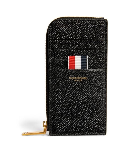 Thom Browne Black Leather Half-Zip Wallet for men
