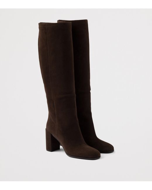 Prada Black Suede Knee-High Boots 55