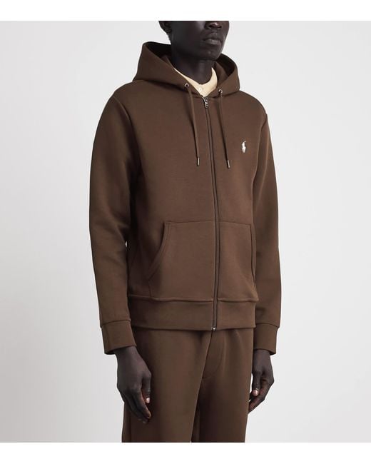 Polo Ralph Lauren Brown Cotton-Blend Logo Zip-Up Hoodie for men