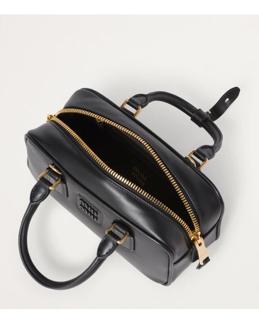Miu Miu Black Leather Arcadie Top-Handle Bag