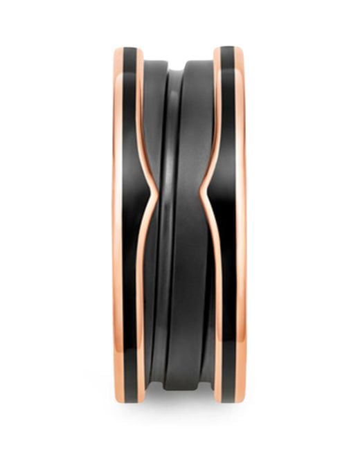 BVLGARI Black And Ceramic B.Zero1 Two-Band Ring
