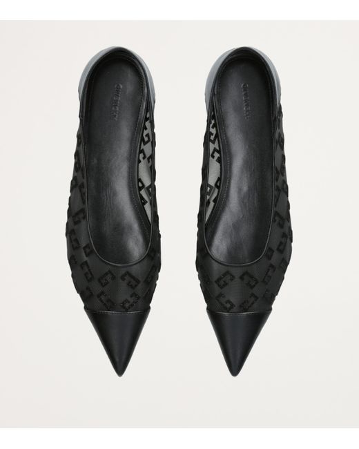 Givenchy Black Leather-Mesh Flat Me Ballet Flats