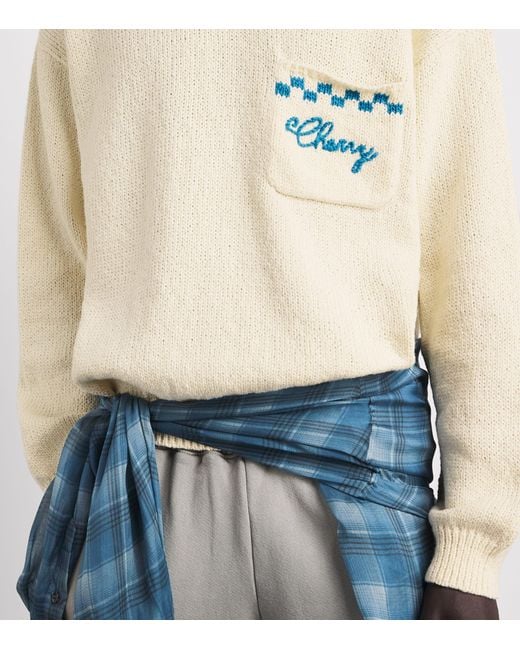 CHERRY LA White Cotton Motors Sweater for men