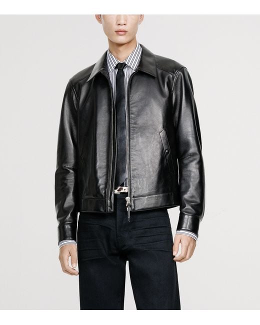 Tom Ford Black Short Leather Jacket for men