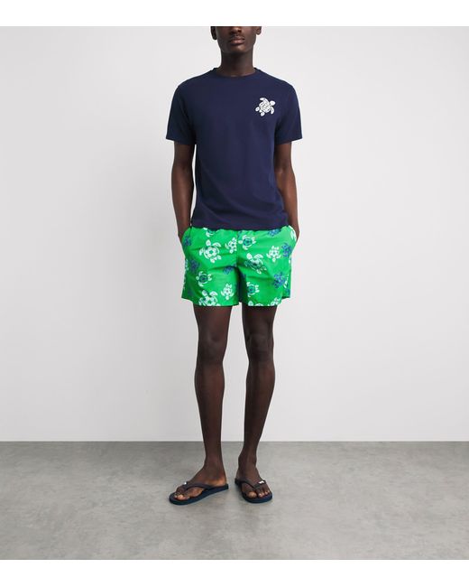 Vilebrequin Green Football Turtle Print Moorea Swim Shorts for men