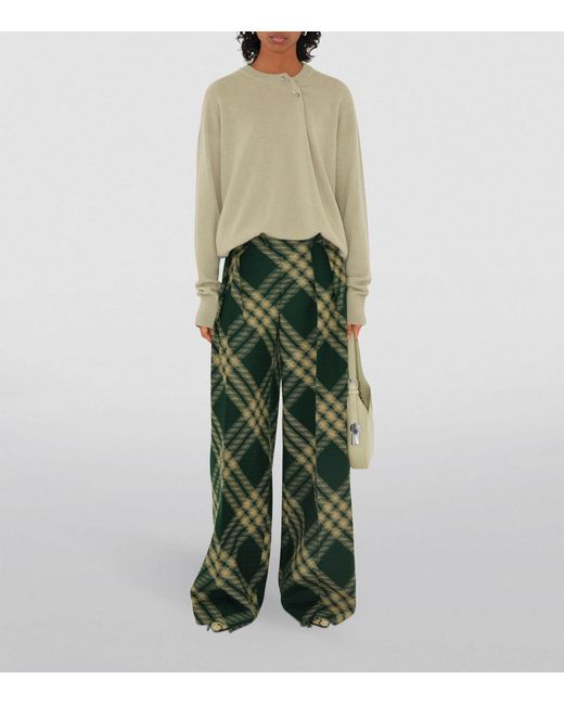 Burberry Green Cashmere Kilt Pin Sweater