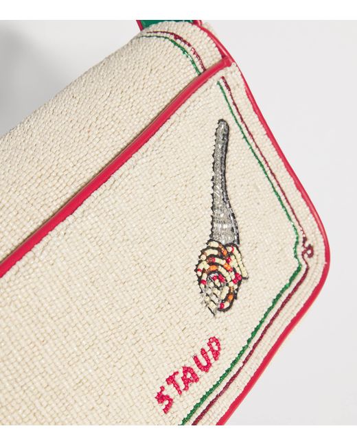 Staud Red Tommy Beaded Tomato Shoulder Bag