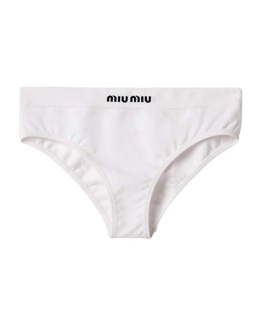 Miu Miu White Ribbed Seamless Briefs