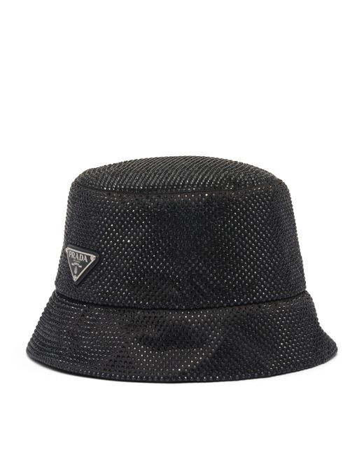 Prada Black Crystal-embellished Bucket Hat