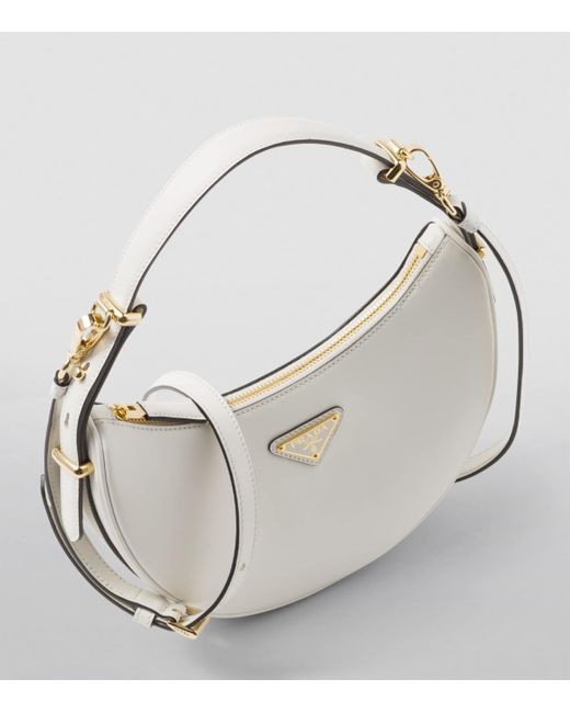 Prada White Leather Arqué Shoulder Bag