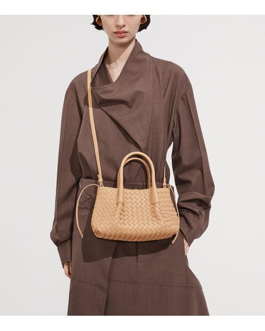 Bottega Veneta Brown Small Leather Intrecciato Pinacoteca Tote Bag