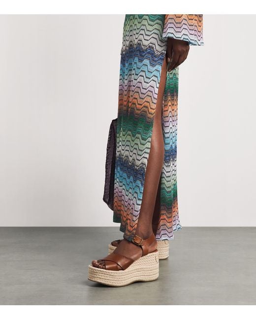 Missoni Blue Metallic Zigzag Kaftan Maxi Dress
