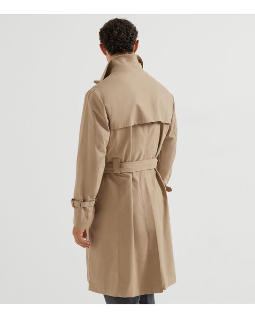 Brunello Cucinelli Natural Water-Resistant Trench Coat for men
