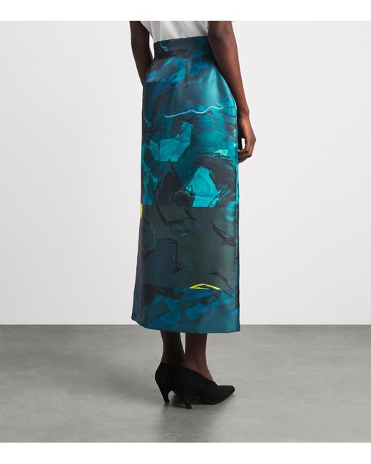 Roksanda Blue Brushstroke Print Irma Midi Skirt