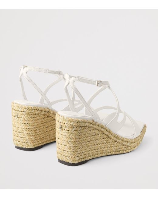 Jimmy Choo Metallic Ayla 85 Leather Wedge Sandals
