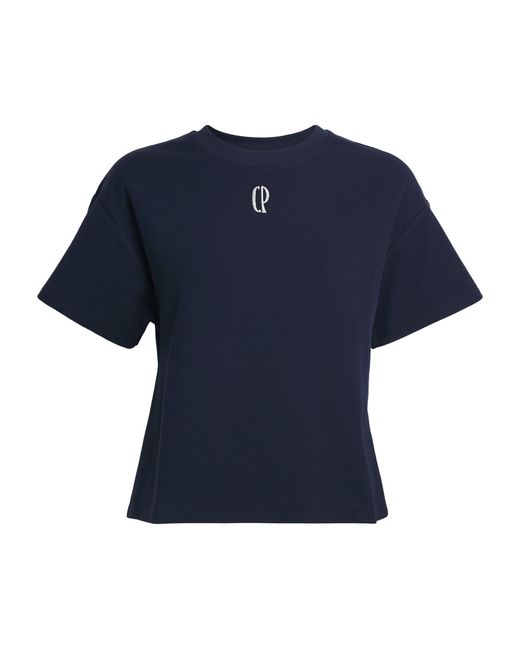 Claudie Pierlot Blue Cotton Logo-Embroidered T-Shirt