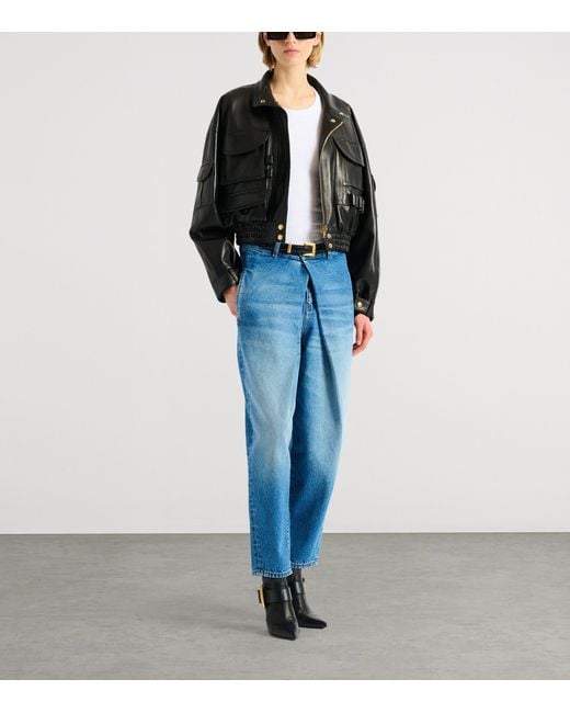 Balmain Black Lambskin Bomber Jacket