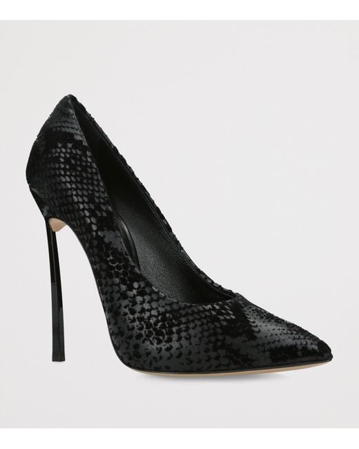 Casadei Black Snake-Effect Blade Kitana Heels 120