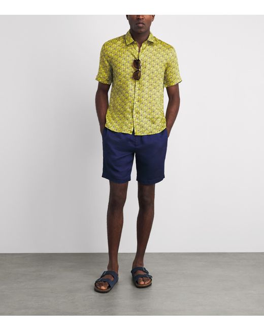 Vilebrequin Yellow Ramie Turtle Print Shirt for men