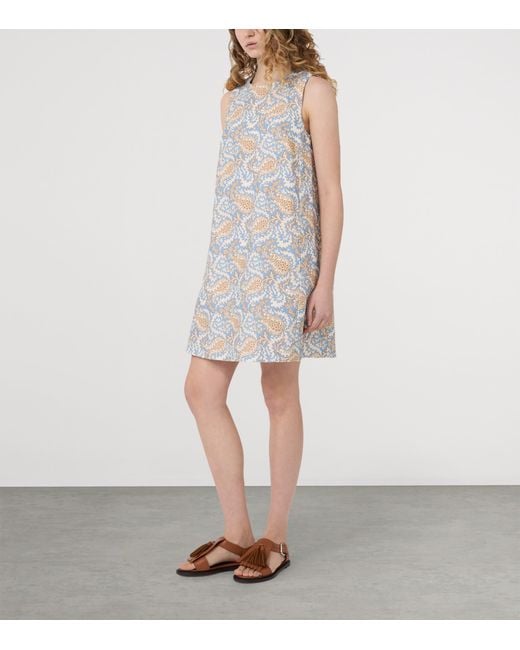 Weekend by Maxmara White Cotton-Blend Floral Print Mini Dress