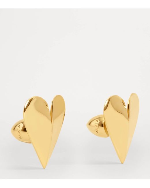 Alaïa Natural Brass Mini Le Coeur Earrings