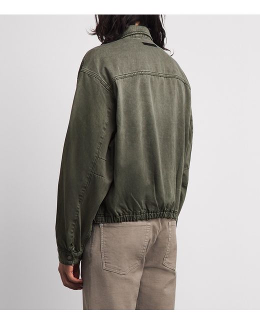 7 For All Mankind Green Aviator Denim Jacket for men