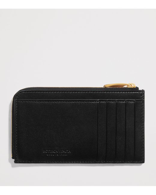 Bottega Veneta Black Leather Intrecciato L-Zip Card Holder