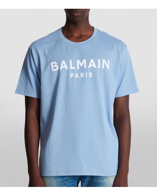 Balmain Blue Logo T-shirt for men