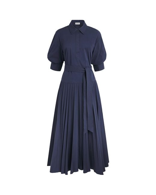 Jonathan Simkhai Blue Poplin Belted Arlo Maxi Dress