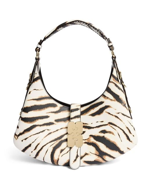 Ganni Natural Small Zebra Kat Shoulder Bag