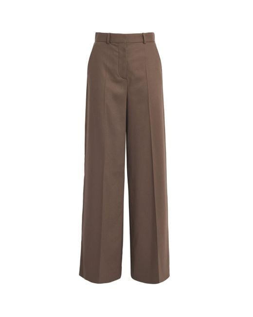 Joseph Brown Wool Flannel Alana Wide-Leg Trousers