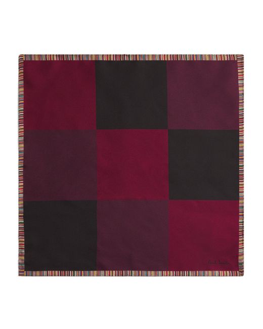 Paul Smith Purple Silk Check Pocket Square for men