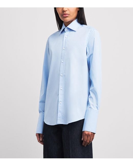 With Nothing Underneath Blue Exaggerated Cuff The Boyfriend Shirt