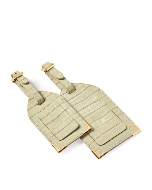Aspinal Metallic Leather Luggage Tags for men