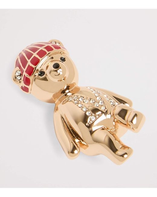 Max Mara Metallic Diamanté Teddy Bear Brooch