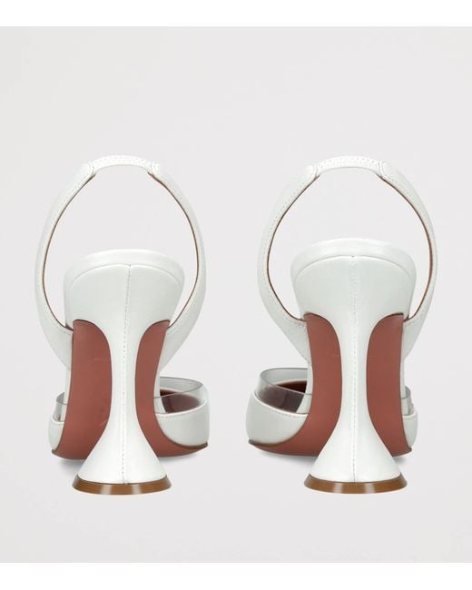 AMINA MUADDI White Leather Lara Slingback Heels 95