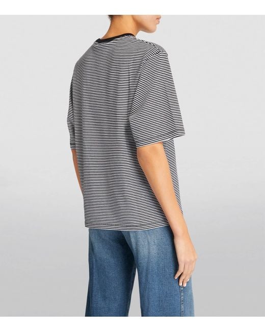 Anine Bing Gray Organic Cotton Striped T-Shirt