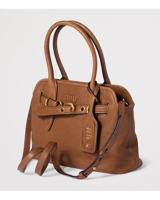 Miu Miu Brown Nappa Leather Aventure Top-Handle Bag