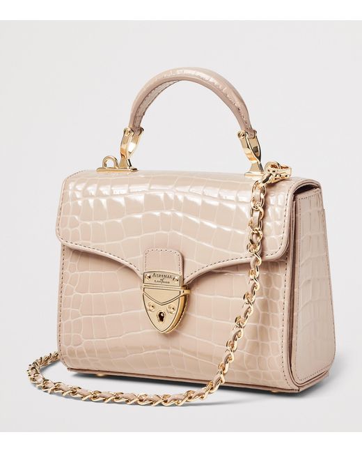 Aspinal Natural Mini Leather Mayfair Top-Handle Bag