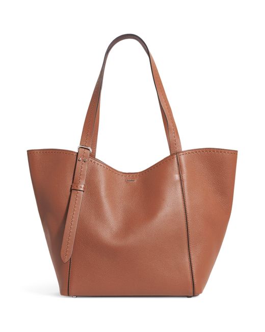 Max Mara Brown Leather Architepo Tote Bag