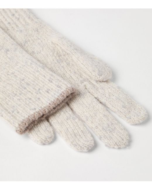 Brunello Cucinelli White Cashmere Flecked Gloves for men