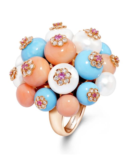 David Morris Multicolor Rose Gold, Diamond And Sapphire Large Berry Cluster Ring